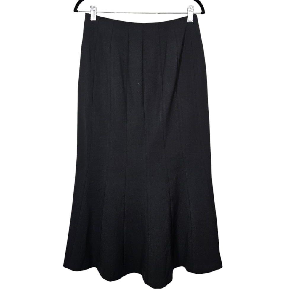 Marc Aurel Black Midi A-Line Skirt Hi-Lo Size 38 (M). - Picture 5 of 10